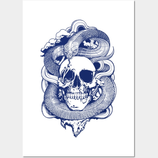 Skull Snake Illustration Wall Art by Invectus Studio Store